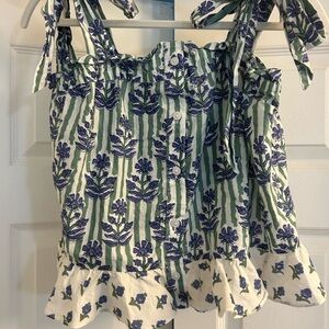 Ophelia and Indigo Floral Striped Women's Top